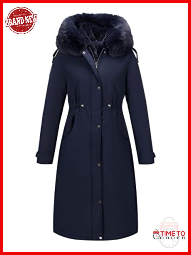Thicken Puffer Jacket With Long Fur Collar Hooded, Warm Bubble Overcoat